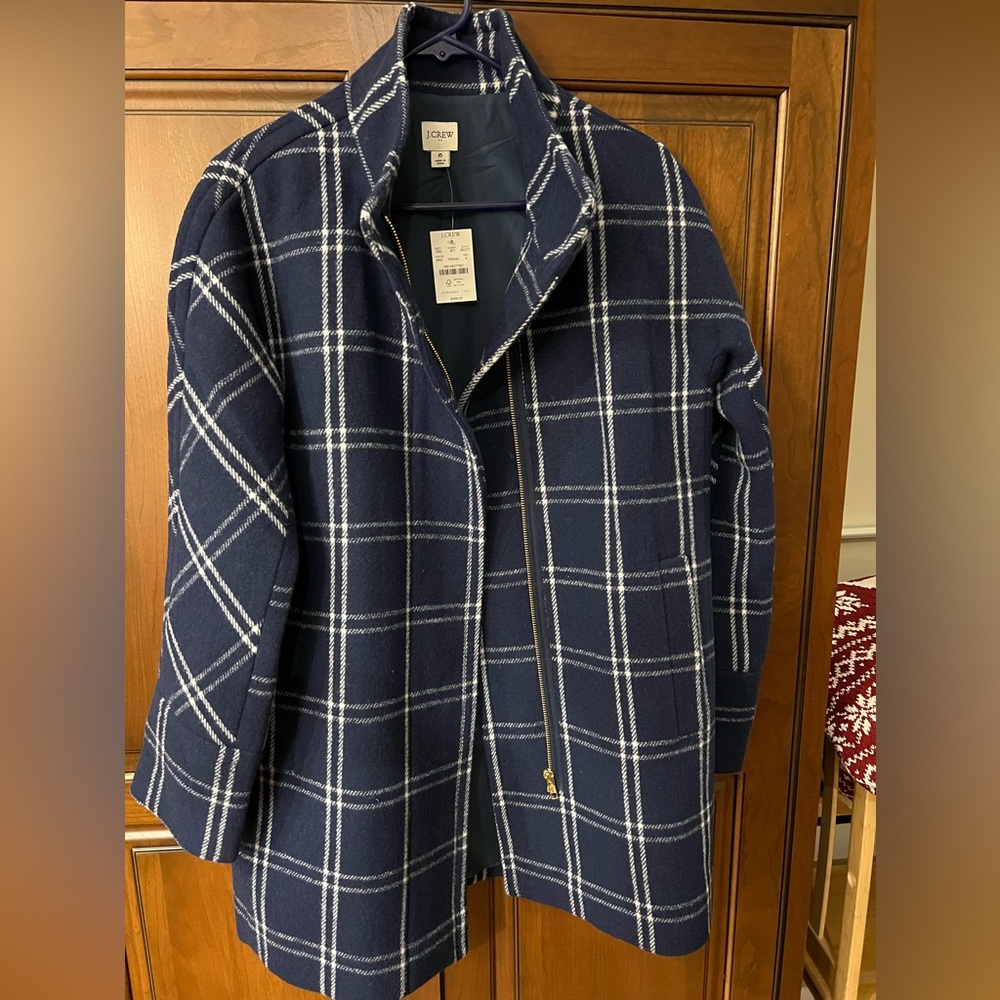 BRAND NEW J. Crew plaid Top Coat